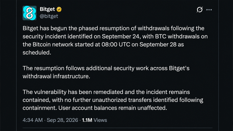 Bitget Restarts Bitcoin Withdrawals as $388M Hack Investigation Widens