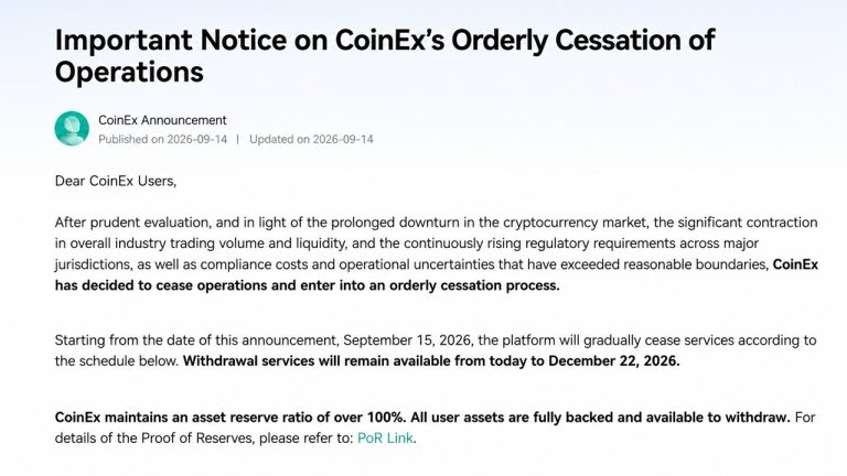 Coinex Is Closing After 9 Years, and Its Founder Won’t Sell It