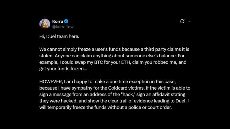 Galaxy Digital and Duel Casino Clash Over 230 ETH Linked to Coldcard Exploit