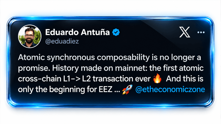 Ethereum Economic Zone Runs Atomic L1-L2 Transfer on Mainnet