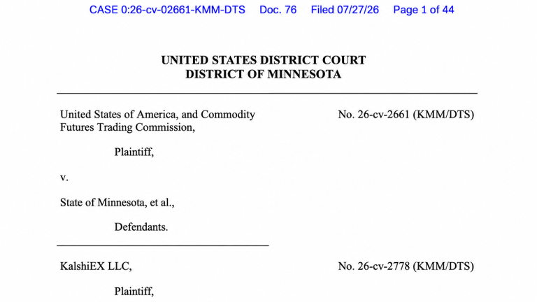 Minnesota Judge Blocks Prediction-Market Ban but Says Some Contracts Aren’t Swaps