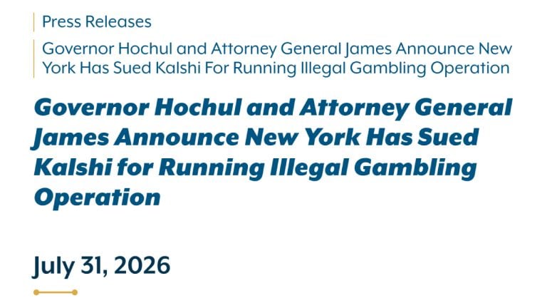NY Sues Kalshi, Demanding $100K Fine Per Illegal Bet