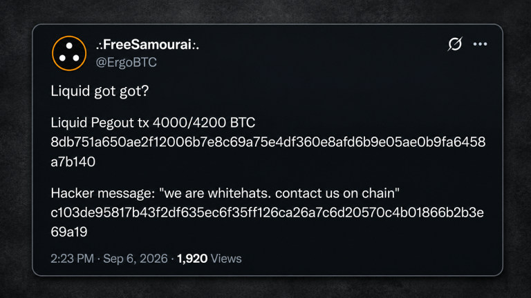 ‘We Are Whitehats’: Nearly 4,000 BTC Drained From Blockstream’s Liquid Peg