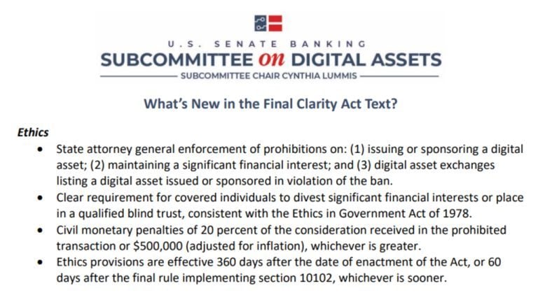 What’s New in the Final CLARITY Act Ahead of the Senate Vote